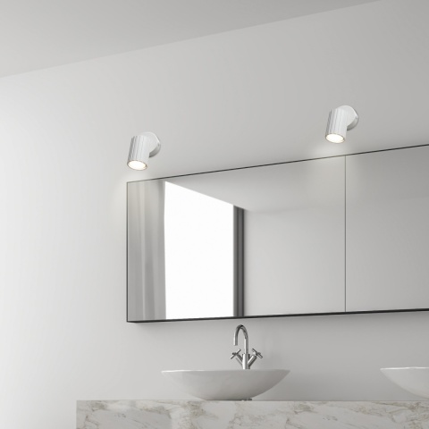 Kinkiet ścienny PRISMA z włącznikiem - biały ryflowany klosz, GU10