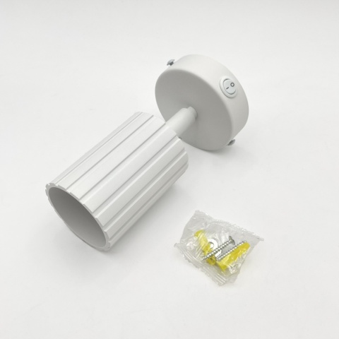 Kinkiet ścienny PRISMA z włącznikiem - biały ryflowany klosz, GU10