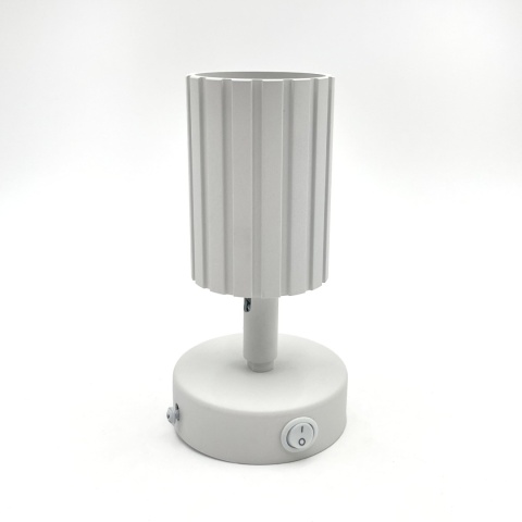 Kinkiet ścienny PRISMA z włącznikiem - biały ryflowany klosz, GU10