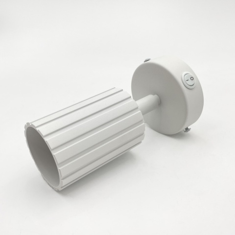 Kinkiet ścienny PRISMA z włącznikiem - biały ryflowany klosz, GU10