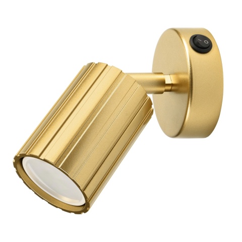Kinkiet ścienny PRISMA z włącznikiem - złoty ryflowany klosz, GU10