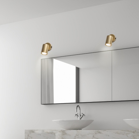 Kinkiet ścienny PRISMA z włącznikiem - złoty ryflowany klosz, GU10