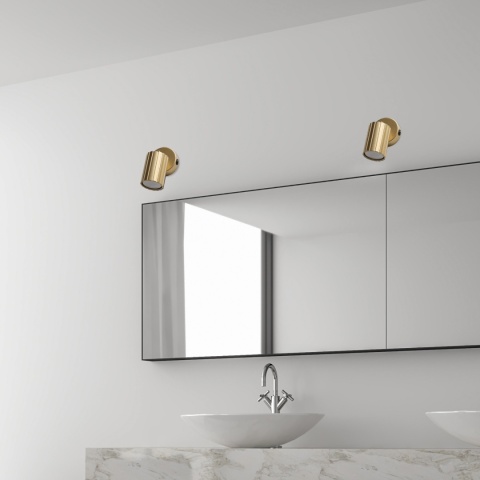 Kinkiet ścienny PRISMA z włącznikiem - złoty ryflowany klosz, GU10