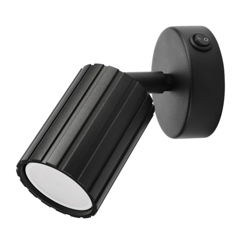 Kinkiet ścienny PRISMA z włącznikiem - czarny ryflowany klosz, GU10