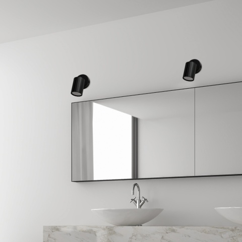 Kinkiet ścienny PRISMA z włącznikiem - czarny ryflowany klosz, GU10