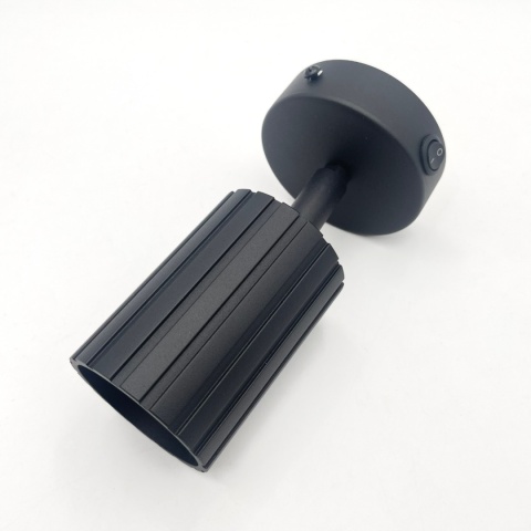 Kinkiet ścienny PRISMA z włącznikiem - czarny ryflowany klosz, GU10