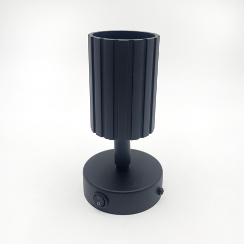 Kinkiet ścienny PRISMA z włącznikiem - czarny ryflowany klosz, GU10