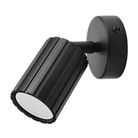 Kinkiet ścienny PRISMA - czarny ryflowany klosz, GU10