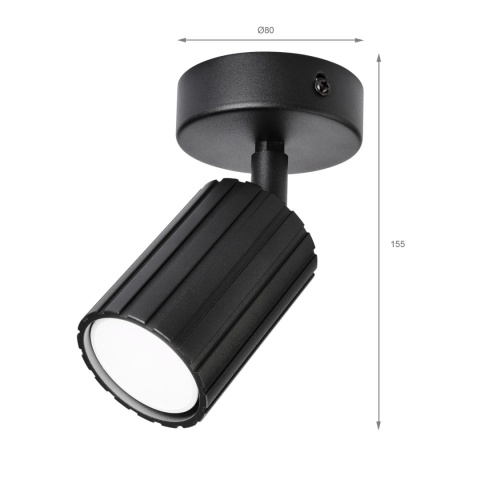 Kinkiet ścienny PRISMA - czarny ryflowany klosz, GU10