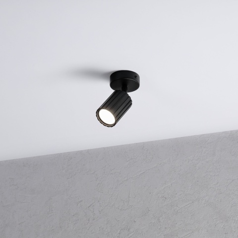 Kinkiet ścienny PRISMA - czarny ryflowany klosz, GU10