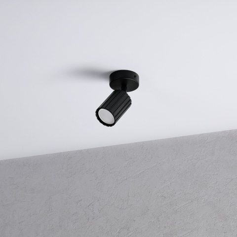 Kinkiet ścienny PRISMA - czarny ryflowany klosz, GU10