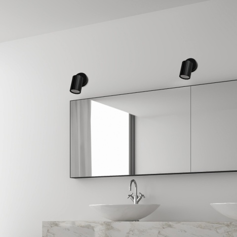 Kinkiet ścienny PRISMA - czarny ryflowany klosz, GU10