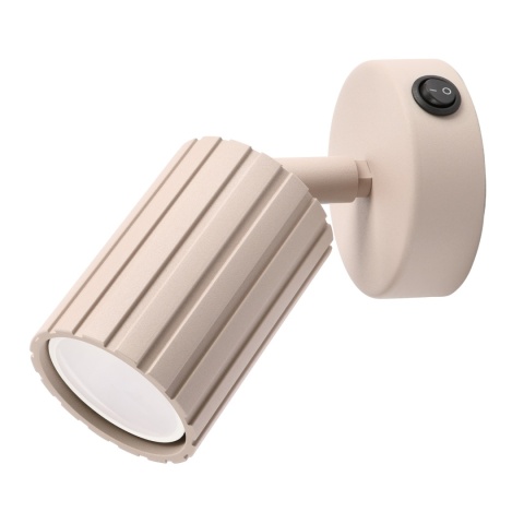 Kinkiet ścienny PRISMA z włącznikiem - beżowy ryflowany klosz, GU10