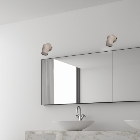 Kinkiet ścienny PRISMA z włącznikiem - beżowy ryflowany klosz, GU10