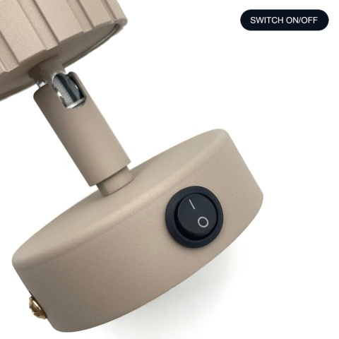 Kinkiet ścienny PRISMA z włącznikiem - beżowy ryflowany klosz, GU10