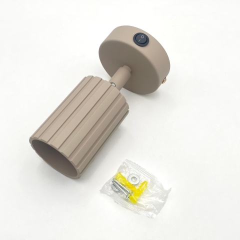 Kinkiet ścienny PRISMA z włącznikiem - beżowy ryflowany klosz, GU10