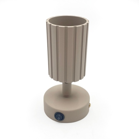 Kinkiet ścienny PRISMA z włącznikiem - beżowy ryflowany klosz, GU10