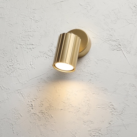 Kinkiet ścienny PRISMA - złoty ryflowany klosz, GU10