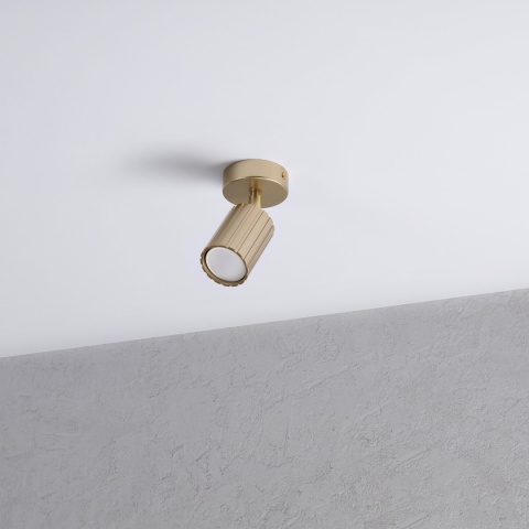 Kinkiet ścienny PRISMA - złoty ryflowany klosz, GU10