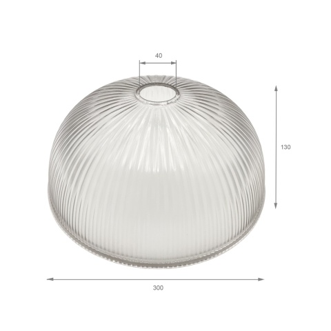 Klosz PIA przezroczysty prążkowany 30x13cm, E27 Klosz PIA przezroczysty prążkowany 30x13cm, E27
