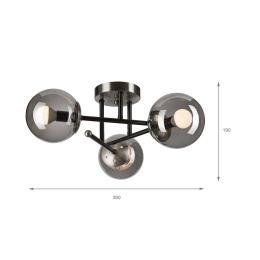 Lampa sufitowa MALENA dymnoszara 3-punktowa E14