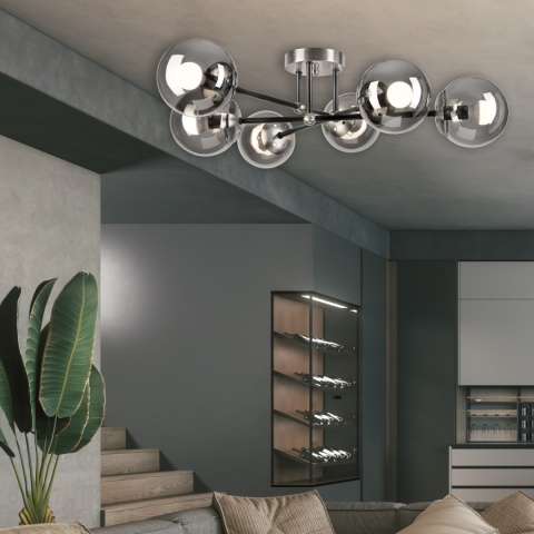 Lampa sufitowa MALENA dymnoszara 6-punktowa E14 Lampa sufitowa MALENA dymnoszara 6-punktowa E14