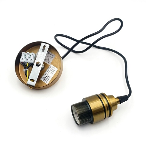 Lampa wisząca 1-punktowa HECTOR klosz ryflowany szkło, biały/złoty D