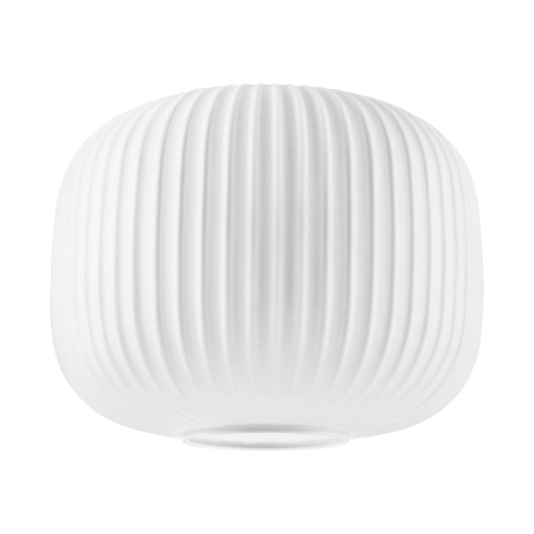 Lampa wisząca 1-punktowa HECTOR klosz ryflowany szkło, biały/złoty E