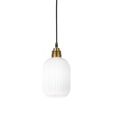Lampa wisząca 1-punktowa HECTOR klosz ryflowany szkło, biały/złoty A