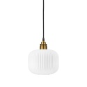 Lampa wisząca 1-punktowa HECTOR klosz ryflowany szkło, biały/złoty B