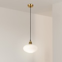Lampa wisząca 1-punktowa HECTOR klosz ryflowany szkło, biały/złoty C