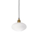 Lampa wisząca 1-punktowa HECTOR klosz ryflowany szkło, biały/złoty C