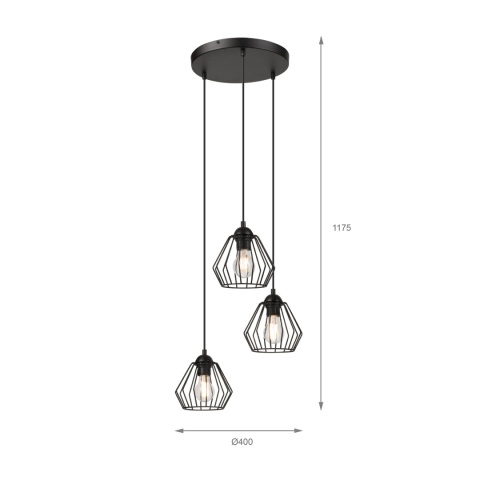 Lampa wisząca druciana 3-punktowa CORINA E27 Lampa wisząca druciana 3-punktowa CORINA E27