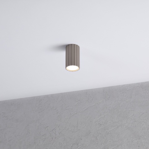 Nowoczesna lampa sufitowa PRISMA - beżowy ryflowany klosz, GU10