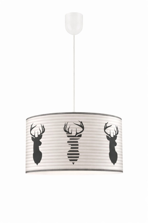 Lampa wisząca 1-punktowa z abażurem - DEER - biała, E27