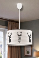 Lampa wisząca 1-punktowa z abażurem - DEER - biała, E27