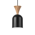 Lampa wisząca 1punktowa NOLAN, Ø 11 cm, czarna, dąb E27