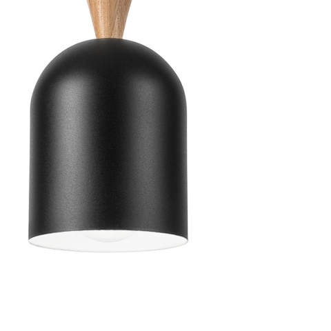 Lampa wisząca 1punktowa NOLAN, Ø 11 cm, czarna, dąb E27