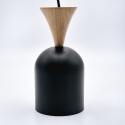 Lampa wisząca 1punktowa NOLAN, Ø 11 cm, czarna, dąb E27