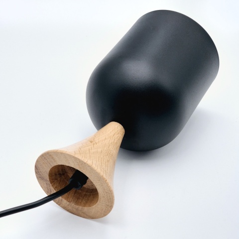 Lampa wisząca 1punktowa NOLAN, Ø 11 cm, czarna, dąb E27