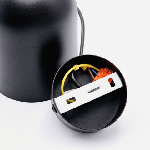 Lampa wisząca 1punktowa NOLAN, Ø 11 cm, czarna, dąb E27