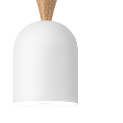Lampa wisząca 1punktowa NOLAN, Ø 11 cm, biała, dąb E27
