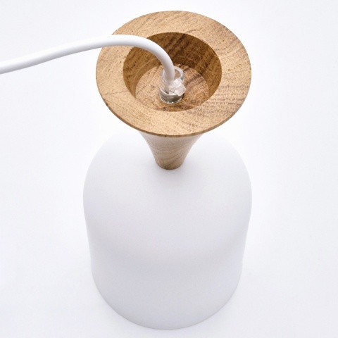 Lampa wisząca 1punktowa NOLAN, Ø 11 cm, biała, dąb E27