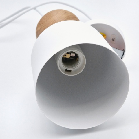 Lampa wisząca 1punktowa NOLAN, Ø 11 cm, biała, dąb E27
