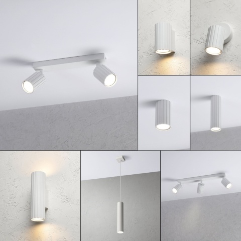 Nowoczesna lampa PRISMA 30 cm - biała - klosze ryflowane, GU10