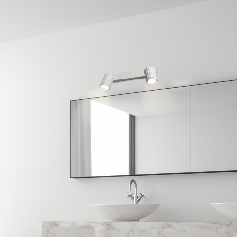 Nowoczesna lampa PRISMA 30 cm - biała - klosze ryflowane, GU10