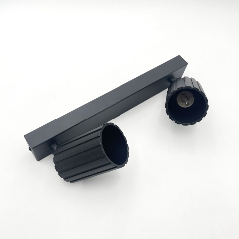 Nowoczesna lampa PRISMA 30 cm - czarna - klosze ryflowane, GU10