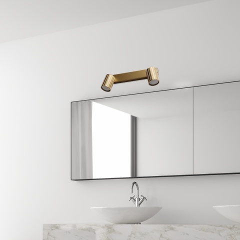 Nowoczesna lampa PRISMA 30 cm - złota - klosze ryflowane, GU10