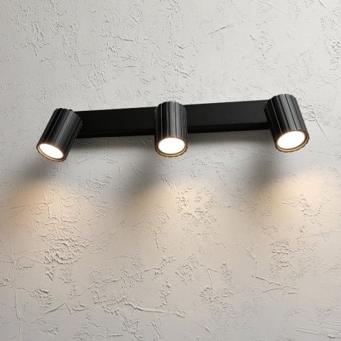 Nowoczesna lampa PRISMA 45 cm - czarna - klosze ryflowane, GU10