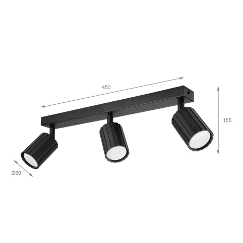 Nowoczesna lampa PRISMA 45 cm - czarna - klosze ryflowane, GU10